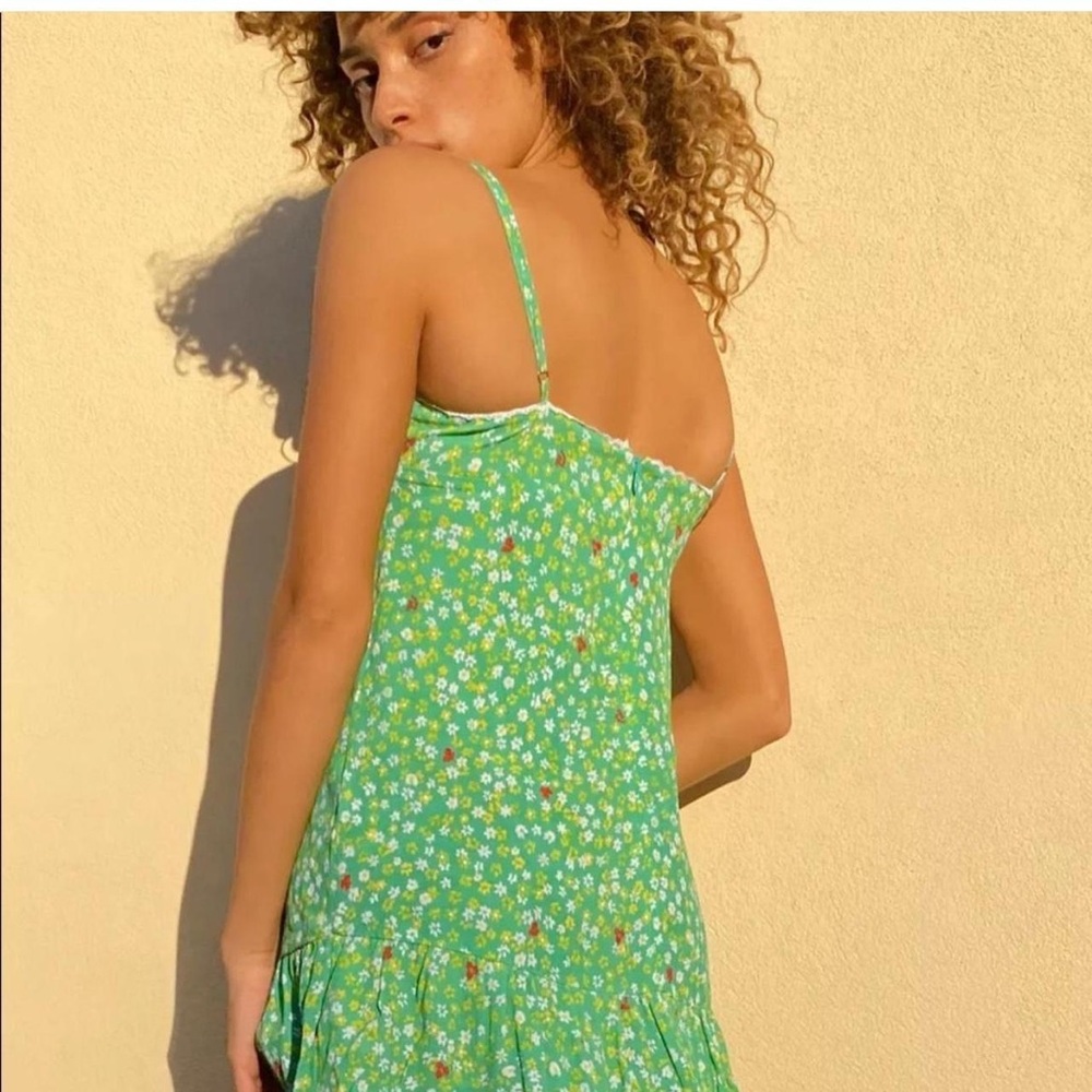 Aritzia Sunday Best Floral Green Floral Mini Dress Size 2 - Picture 2 of 6